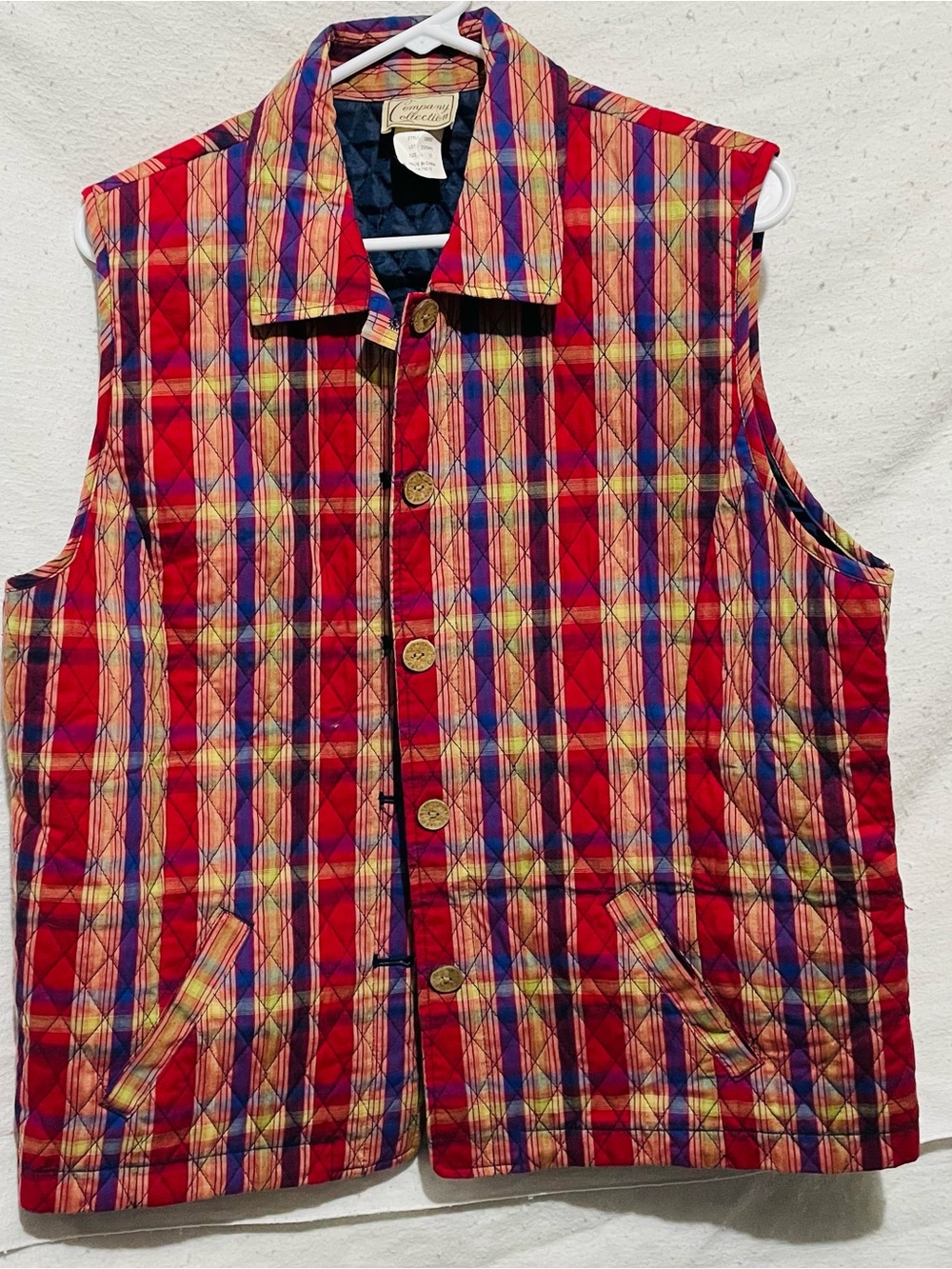 Company Collection Red Plaid Quilted Button-Front Vest women Large